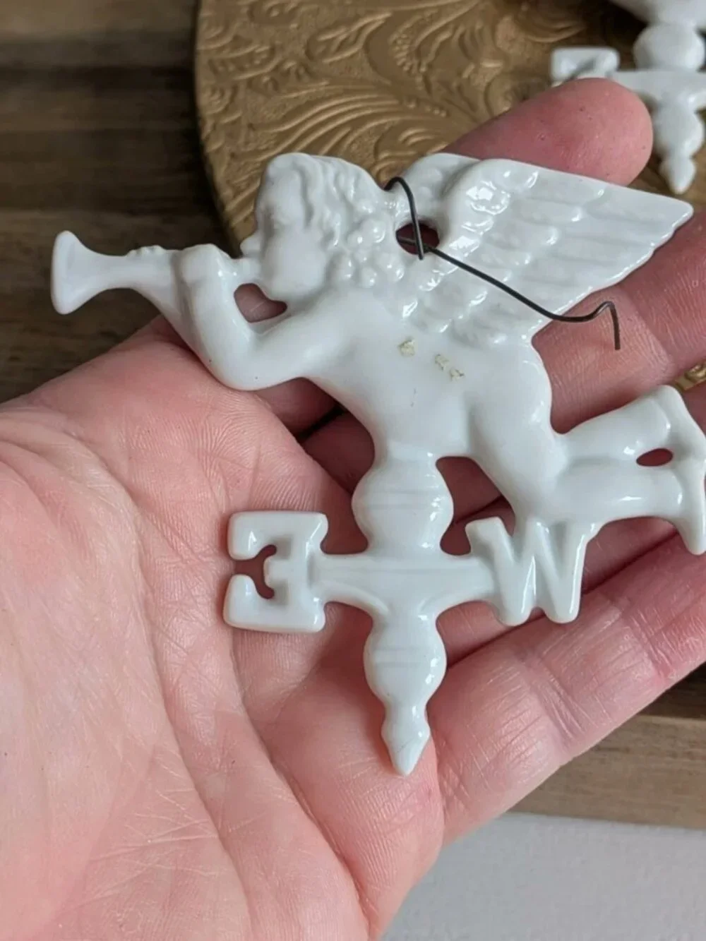 9 Vintage White Bisque Porcelain Cherub Angels Christmas/Wedding Ornaments